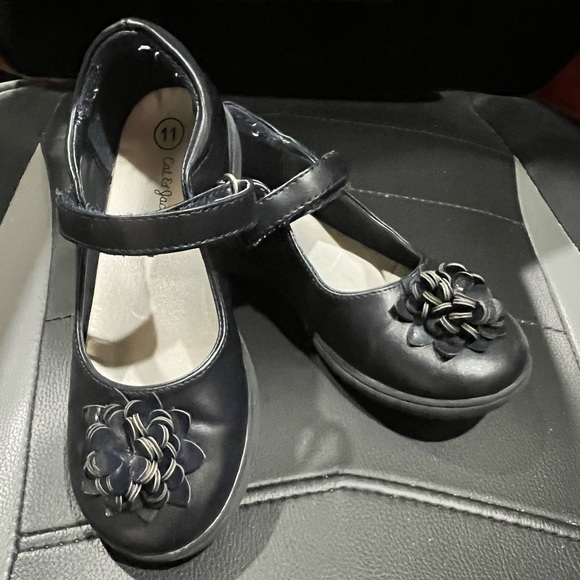 Cat & Jack Shoes Cute Cat Jack Black Shoes With Flower Detail 1